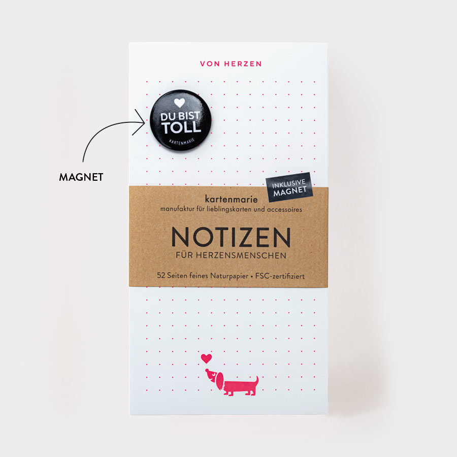 VON HERZEN (Notizblock mit Magnet)